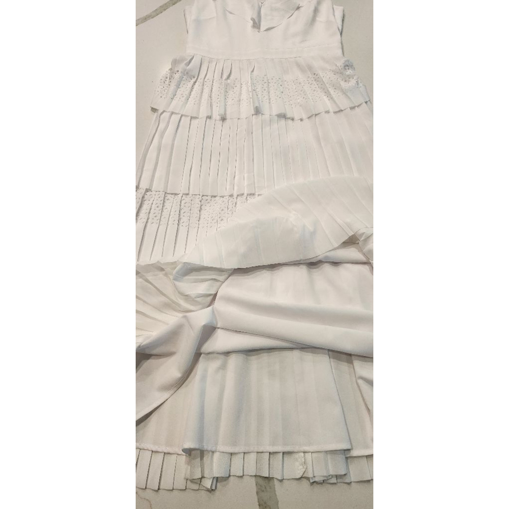 Banana Republic White Laser Cut Ruffle Tier Midi Dress Women's 2 - Picture 11 of 16
